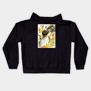 Flaming Acorn (With Border) Kids Hoodie